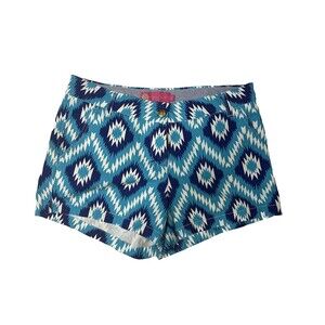MACBETH Collection by Margaret Josephs Teal Blue Shorts Large Women's Geometric